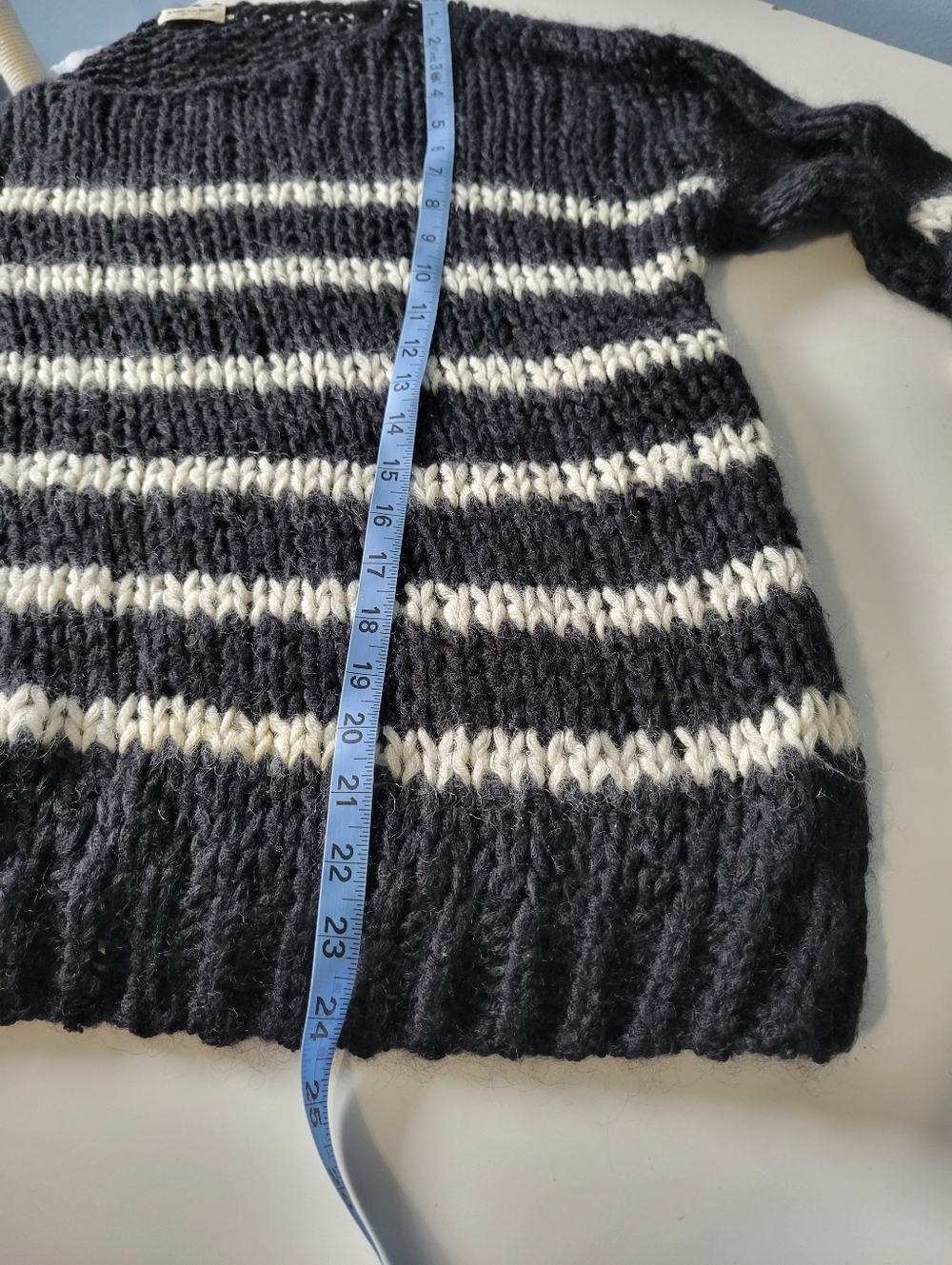 Saint Laurent Paris Womens Laine Wool Mohair Striped Sweater XL Black - Picture 12 of 13